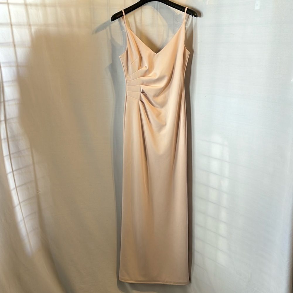DB Studio David's Bridal Maxi Dress Bridesmaid Wedding Formal  Neutral Beige 0